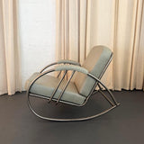 Art Deco Steel And Leather Rocking Chair By Wolfgang Hoffman