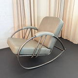 Art Deco Steel And Leather Rocking Chair By Wolfgang Hoffman