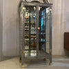 Antique Industrial Brushed Steel Double Door Apothecary Display Cabinet