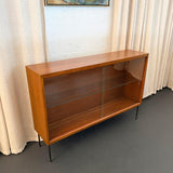 Scandinavian Modern Teak Glass Front Bookcase Display Cabinet