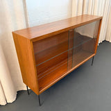 Scandinavian Modern Teak Glass Front Bookcase Display Cabinet