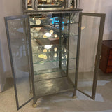 Antique Industrial Brushed Steel Double Door Apothecary Display Cabinet