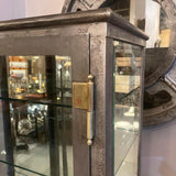 Antique Industrial Brushed Steel Double Door Apothecary Display Cabinet