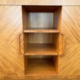 Art Deco Satinwood Lit Dry Bar Music Entertainment System Cabinet