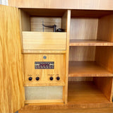 Art Deco Satinwood Lit Dry Bar Music Entertainment System Cabinet