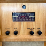 Art Deco Satinwood Lit Dry Bar Music Entertainment System Cabinet