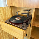 Art Deco Satinwood Lit Dry Bar Music Entertainment System Cabinet