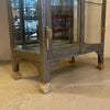 Antique Industrial Brushed Steel Double Door Apothecary Display Cabinet