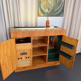 Art Deco Satinwood Lit Dry Bar Music Entertainment System Cabinet