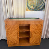 Art Deco Satinwood Lit Dry Bar Music Entertainment System Cabinet