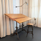 Antique Gunmetal Cast Iron And Pine Drafting Table By Keuffel & Esser