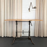 Antique Gunmetal Cast Iron And Pine Drafting Table By Keuffel & Esser