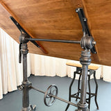 Antique Gunmetal Cast Iron And Pine Drafting Table By Keuffel & Esser