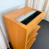 Tiered Art Deco Satinwood Side Shelving Unit With Built-in Lighting