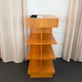 Tiered Art Deco Satinwood Side Shelving Unit With Built-in Lighting