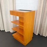 Tiered Art Deco Satinwood Side Shelving Unit With Built-in Lighting
