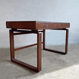 Danish Modern Teak Bentwood Leather Top Desk