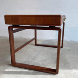 Danish Modern Teak Bentwood Leather Top Desk