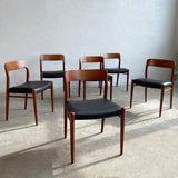 Teak And Leather Model 75 Dining Chairs By Niels O Møller