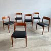 Teak And Leather Model 75 Dining Chairs By Niels O Møller