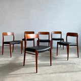 Teak And Leather Model 75 Dining Chairs By Niels O Møller