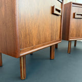 Pair Of Mid-Century Modern Walnut With Brass Trim Nightstands End Tables
