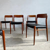 Teak And Leather Model 75 Dining Chairs By Niels O Møller