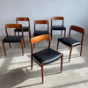 Teak And Leather Model 75 Dining Chairs By Niels O Møller