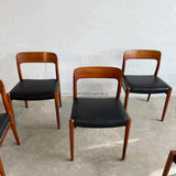 Teak And Leather Model 75 Dining Chairs By Niels O Møller