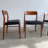 Teak And Leather Model 75 Dining Chairs By Niels O Møller