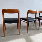 Teak And Leather Model 75 Dining Chairs By Niels O Møller