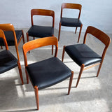 Teak And Leather Model 75 Dining Chairs By Niels O Møller