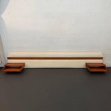 Mid-Century Modern Teak And Vinyl Headboard With Nightstands By Myers