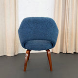Eero Saarinen For Knoll Wood Executive Armchair In Blue Bouclé