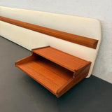 Mid-Century Modern Teak And Vinyl Headboard With Nightstands By Myers