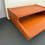 Mid-Century Modern Teak And Vinyl Headboard With Nightstands By Myers