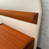 Mid-Century Modern Teak And Vinyl Headboard With Nightstands By Myers