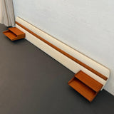 Mid-Century Modern Teak And Vinyl Headboard With Nightstands By Myers