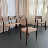 Mid-Century Modern Mahogany And Suede Dining Chairs By Paul McCobb For Calvin
