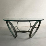Post Modern Circular Glass And Bronze Coffee Table