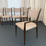 Mid-Century Modern Mahogany And Suede Dining Chairs By Paul McCobb For Calvin