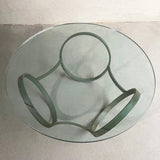 Post Modern Circular Glass And Bronze Coffee Table