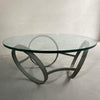 Post Modern Circular Glass And Bronze Coffee Table