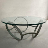Post Modern Circular Glass And Bronze Coffee Table