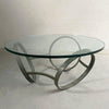 Post Modern Circular Glass And Bronze Coffee Table