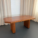 Art Deco Octagonal Burl Walnut Pedestal Dining Table