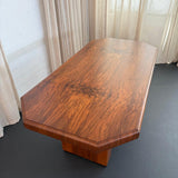 Art Deco Octagonal Burl Walnut Pedestal Dining Table