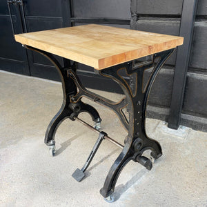 Early 20th Century Industrial Cast Iron Butcher Block Table