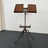 Antique Cast Iron And Oak Bible Dictionary Stand
