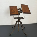 Antique Cast Iron And Oak Bible Dictionary Stand